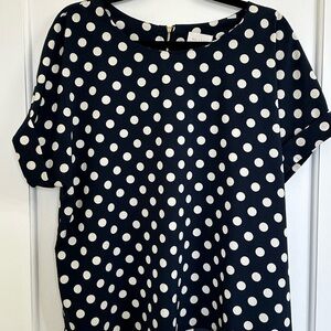 MELLODAY Navy and White Polka Dot Blouse